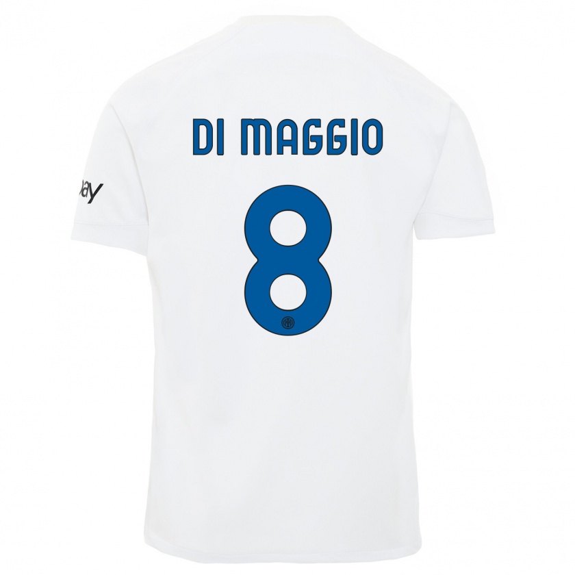 Kandiny Donna Maglia Luca Di Maggio #8 Bianco Kit Gara Away 2023/24 Maglietta