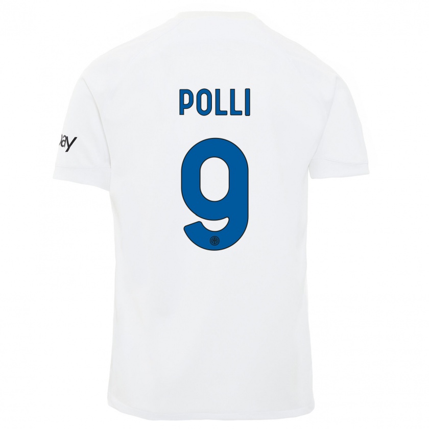 Kandiny Donna Maglia Elisa Polli #9 Bianco Kit Gara Away 2023/24 Maglietta