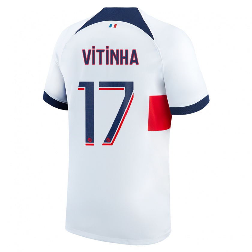 Kandiny Donna Maglia Vitinha #17 Bianco Kit Gara Away 2023/24 Maglietta