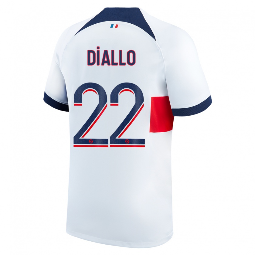 Kandiny Donna Maglia Abdou Diallo #22 Bianco Kit Gara Away 2023/24 Maglietta