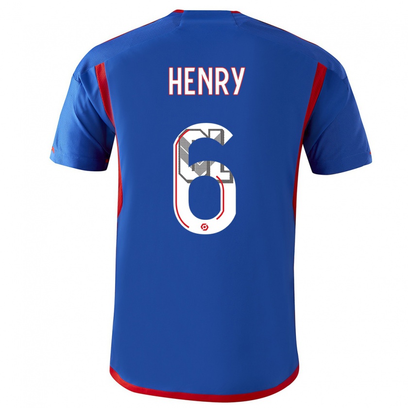 Kandiny Donna Maglia Amandine Henry #6 Blu Rosso Kit Gara Away 2023/24 Maglietta