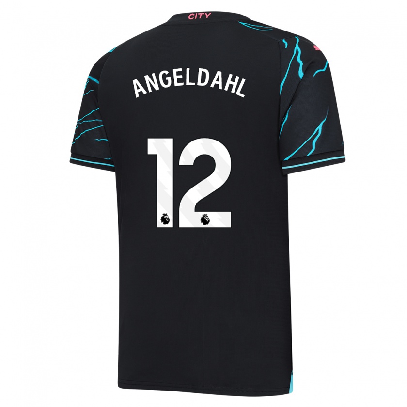 Kandiny Mujer Camiseta Filippa Angeldahl #12 Azul Oscuro Equipación Tercera 2023/24 La Camisa