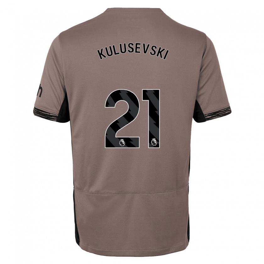 Kandiny Donna Maglia Dejan Kulusevski #21 Beige Scuro Kit Gara Third 2023/24 Maglietta