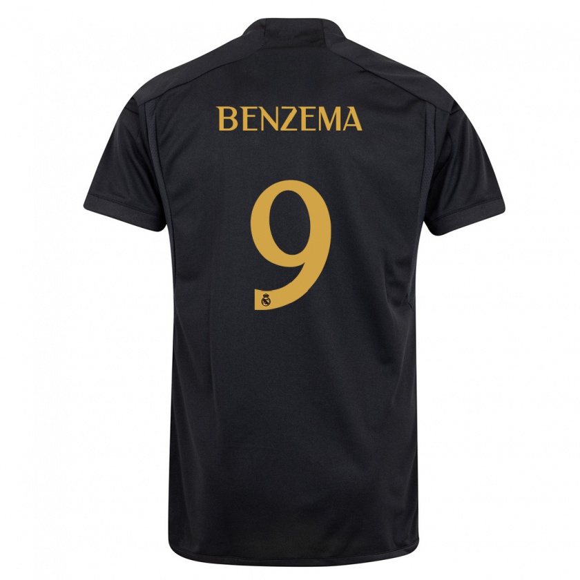 Kandiny Damen Karim Benzema #9 Schwarz Ausweichtrikot Trikot 2023/24 T-Shirt Österreich