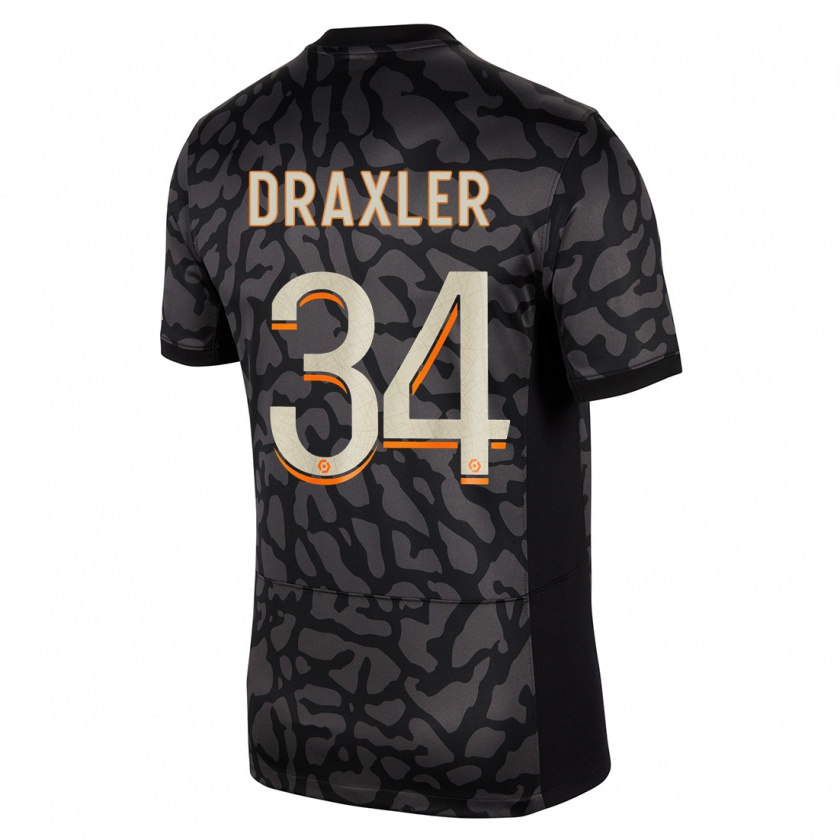 Kandiny Dames Julian Draxler #34 Zwart Thuisshirt Derde Tenue 2023/24 T-Shirt België