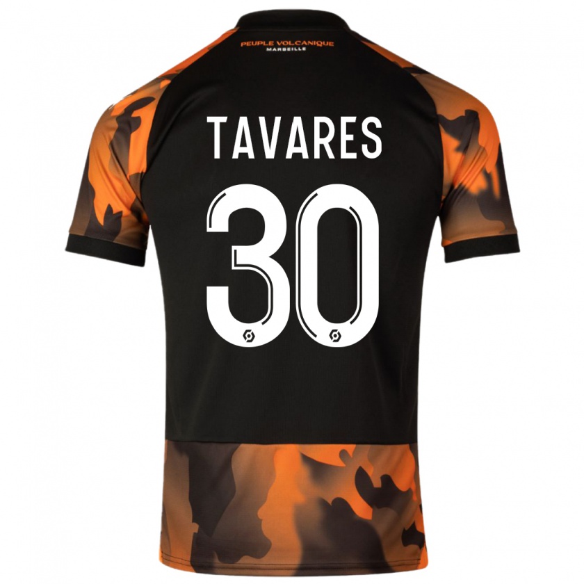 Kandiny Dames Nuno Tavares #30 Zwart Oranje Thuisshirt Derde Tenue 2023/24 T-Shirt