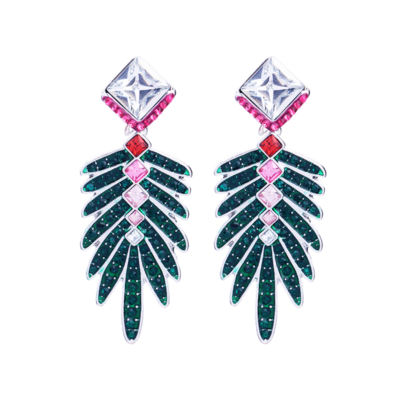 Kandiny - Vintage Diamond Christmas Tree Leaf Earrings 00836