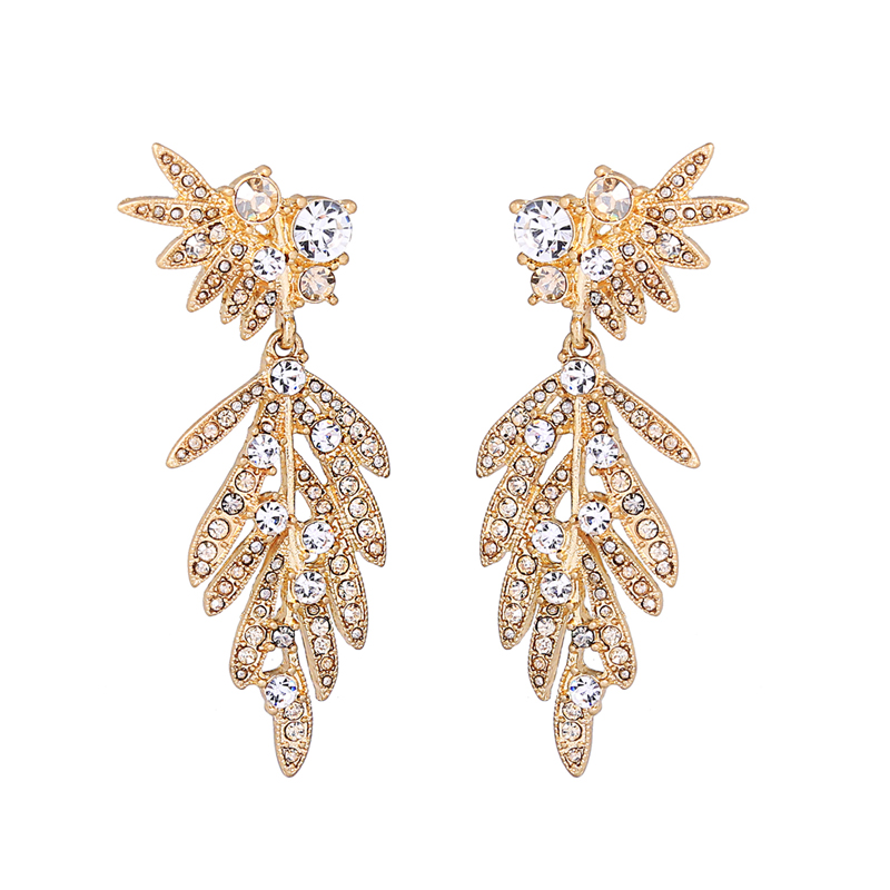 Kandiny - Alloy studded leaf stud Earrings 00854