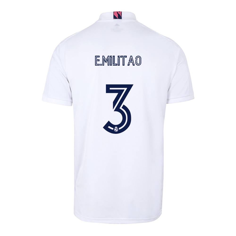 Bambino Calcio Eder Militao #3 Kit Gara Home Bianco Maglia 2020/21 Camicia