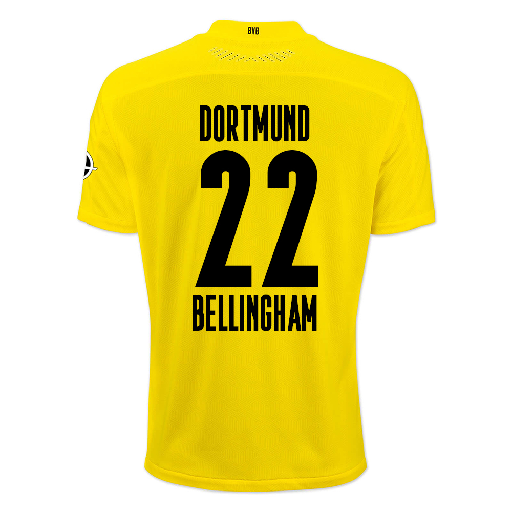 Uomo Calcio Jude Bellingham #22 Kit Gara Home Giallo Nero Maglia 2020/21 Camicia