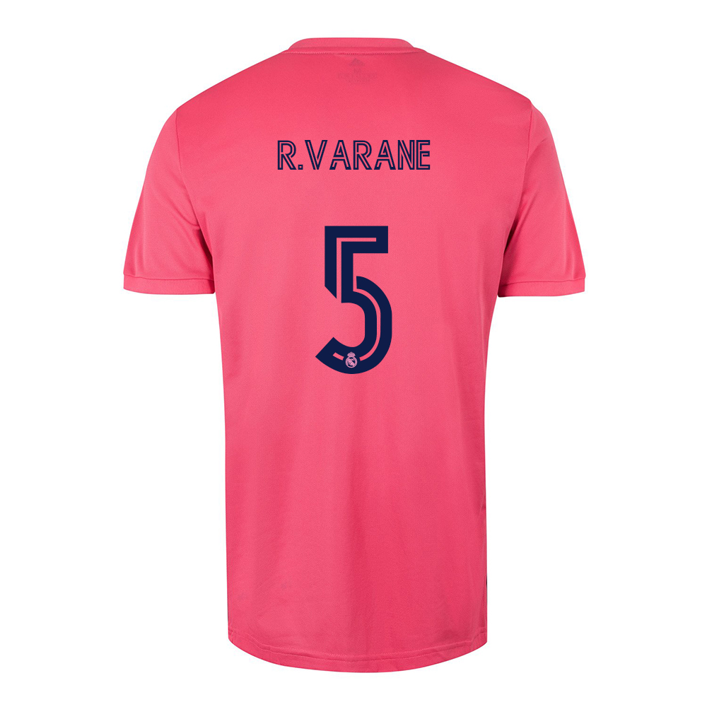 Uomo Calcio Raphael Varane #5 Kit Gara Away Rosa Maglia 2020/21 Camicia