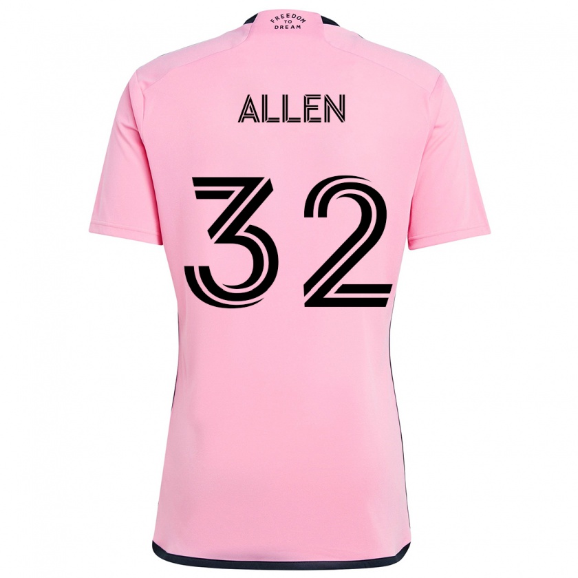 Kandiny Kinderen Noah Allen #32 Roze Thuisshirt Thuistenue 2024/25 T-Shirt België