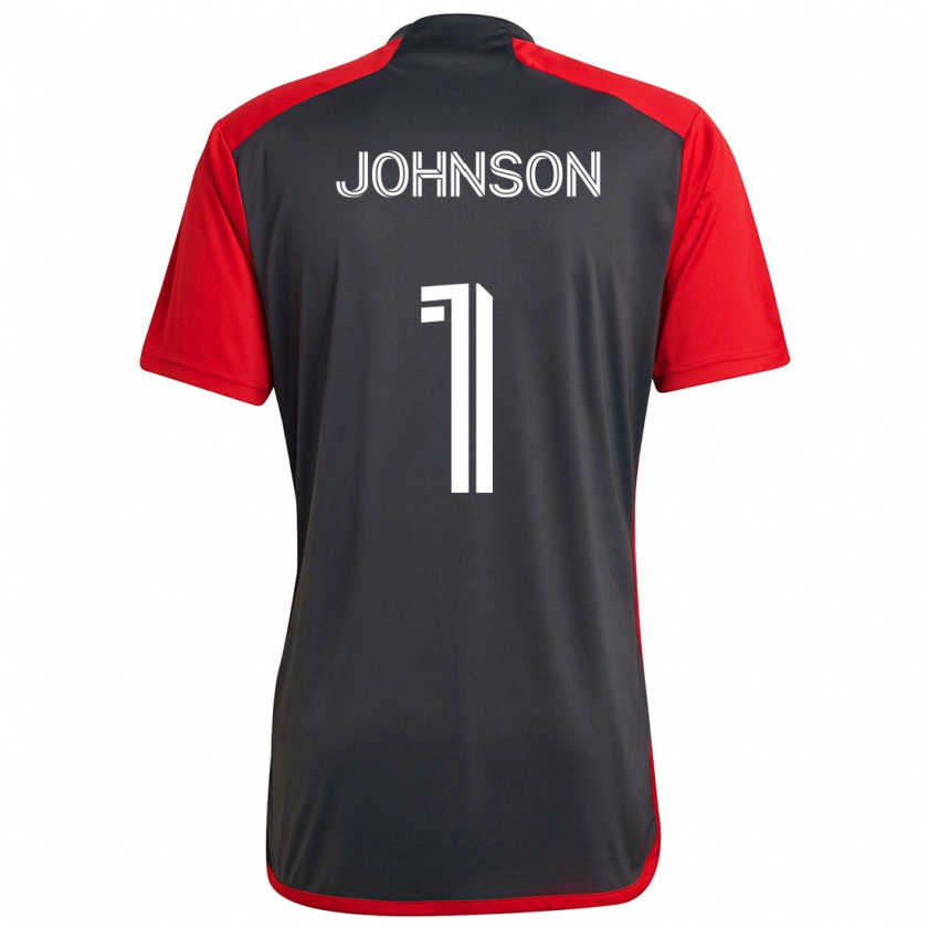 Kandiny Kinderen Sean Johnson #1 Grijs Rood Thuisshirt Thuistenue 2024/25 T-Shirt