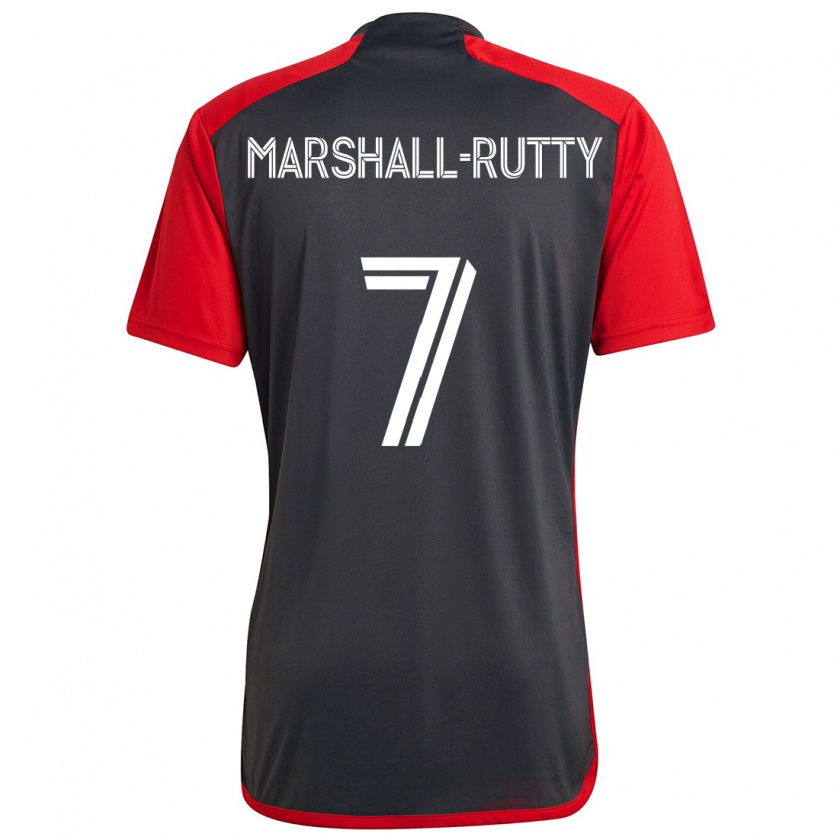 Kandiny Kinderen Jahkeele Marshall-Rutty #7 Grijs Rood Thuisshirt Thuistenue 2024/25 T-Shirt België