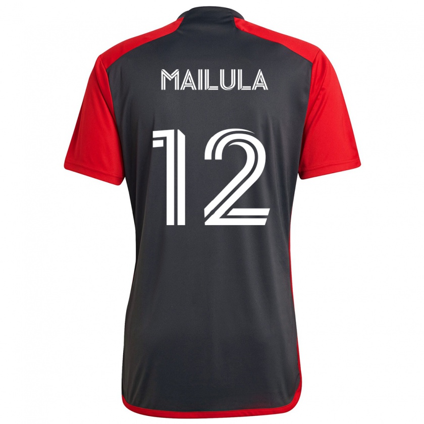 Kandiny Kinderen Cassius Mailula #12 Grijs Rood Thuisshirt Thuistenue 2024/25 T-Shirt België