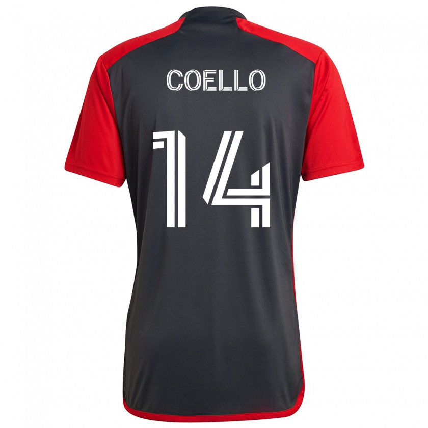 Kandiny Kinderen Alonso Coello #14 Grijs Rood Thuisshirt Thuistenue 2024/25 T-Shirt België