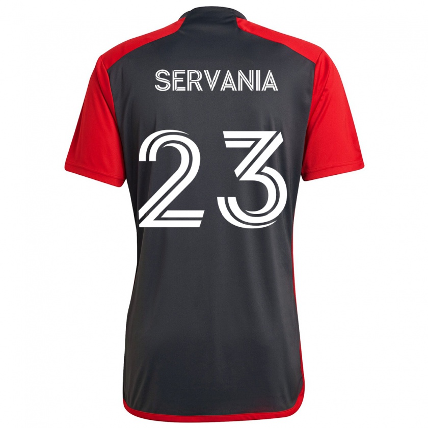 Kandiny Kinder Brandon Servania #23 Grau Rot Heimtrikot Trikot 2024/25 T-Shirt Österreich