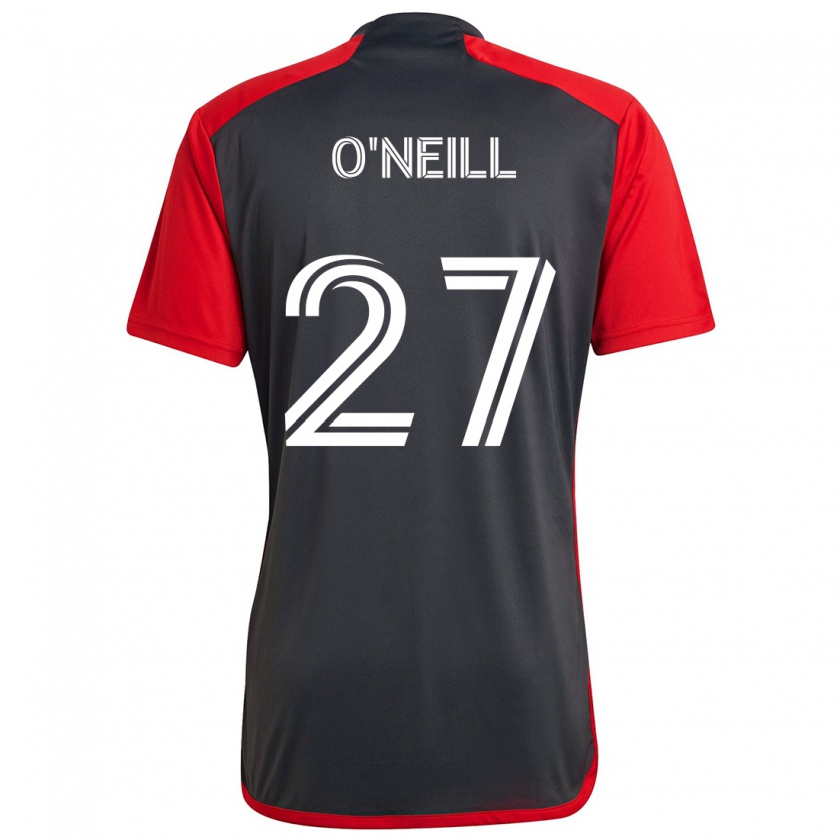 Kandiny Kinderen Shane O'neill #27 Grijs Rood Thuisshirt Thuistenue 2024/25 T-Shirt