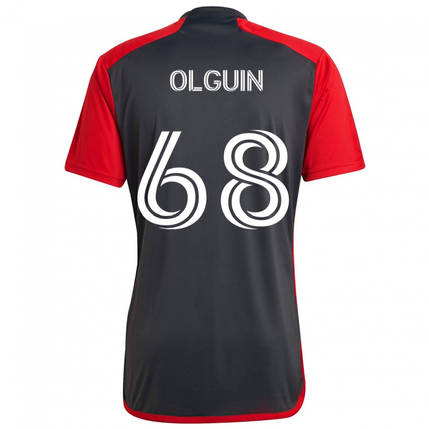 Kandiny Kinderen Lucas Olguin #68 Grijs Rood Thuisshirt Thuistenue 2024/25 T-Shirt België