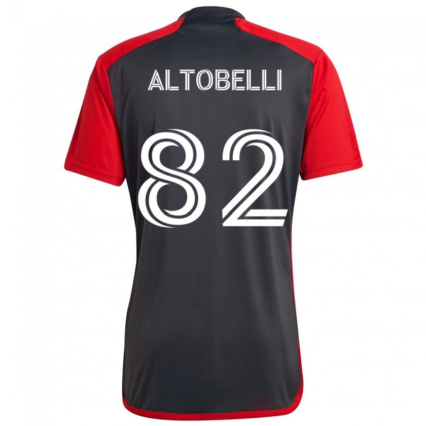 Kandiny Kinderen Julian Altobelli #82 Grijs Rood Thuisshirt Thuistenue 2024/25 T-Shirt België