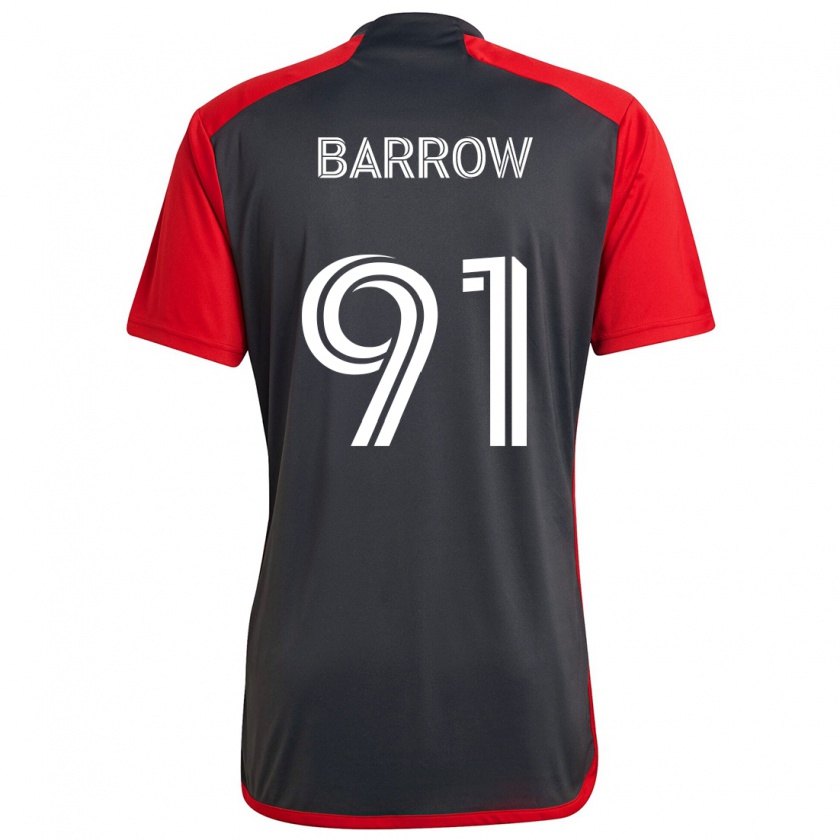 Kandiny Kinderen Dékwon Barrow #91 Grijs Rood Thuisshirt Thuistenue 2024/25 T-Shirt