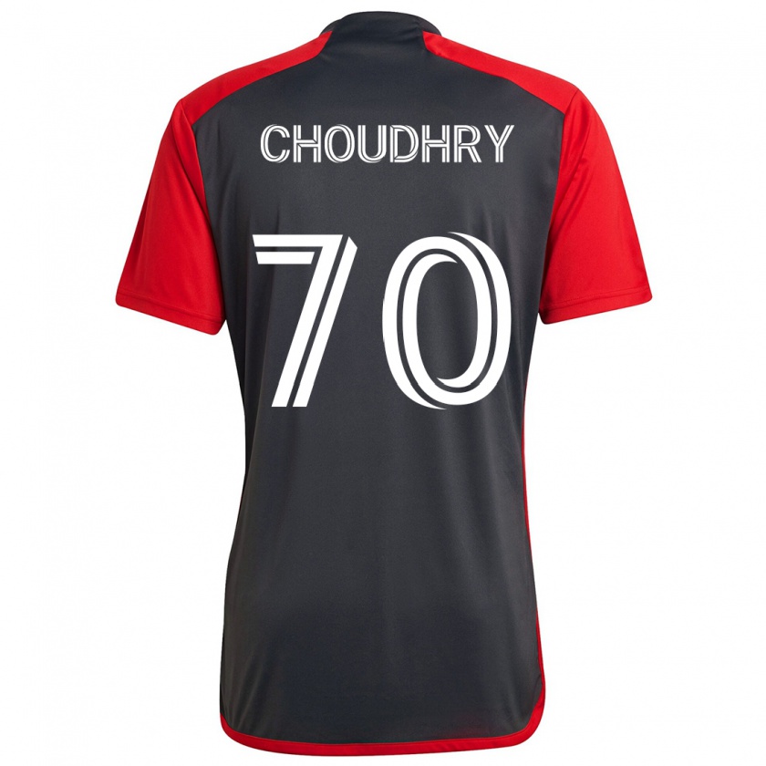 Kandiny Kinderen Benjamin Choudhry #70 Grijs Rood Thuisshirt Thuistenue 2024/25 T-Shirt België