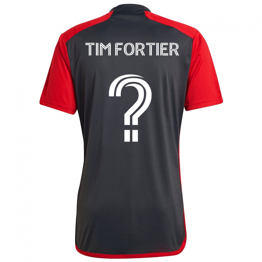 Kandiny Bambino Maglia Tim Fortier #0 Grigio Rosso Kit Gara Home 2024/25 Maglietta