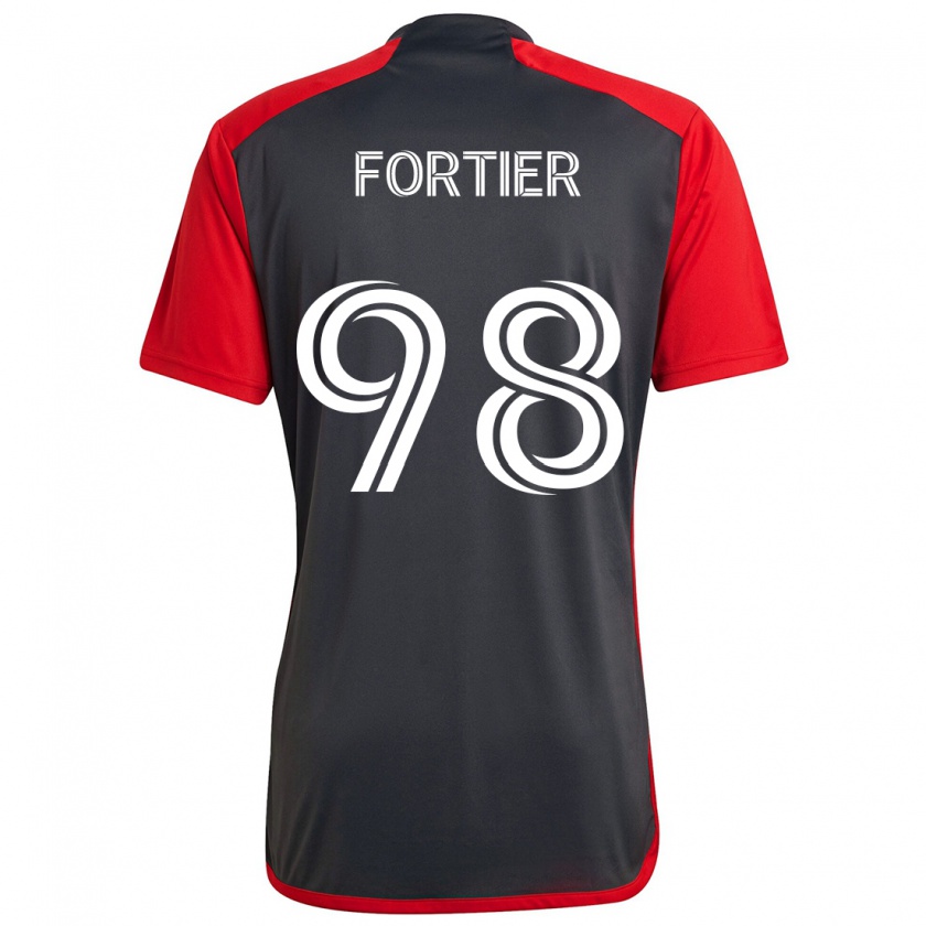 Kandiny Kinderen Kristjan Fortier #98 Grijs Rood Thuisshirt Thuistenue 2024/25 T-Shirt België