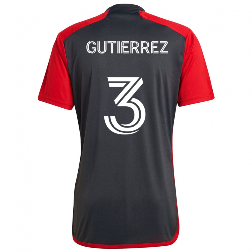 Kandiny Kinderen Cristián Gutiérrez #3 Grijs Rood Thuisshirt Thuistenue 2024/25 T-Shirt België