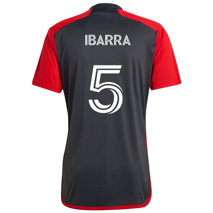 Kandiny Kinderen Franco Ibarra #5 Grijs Rood Thuisshirt Thuistenue 2024/25 T-Shirt België