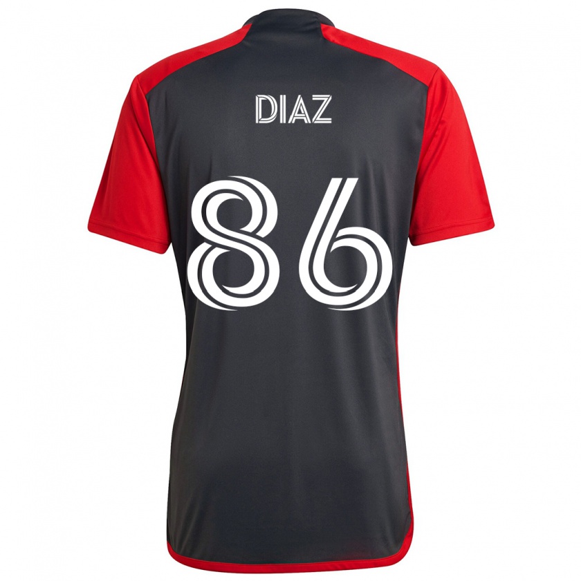 Kandiny Bambino Maglia Alec Díaz #86 Grigio Rosso Kit Gara Home 2024/25 Maglietta