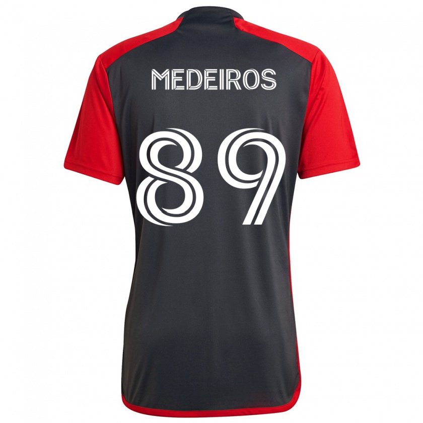 Kandiny Kinderen Matthew Medeiros #89 Grijs Rood Thuisshirt Thuistenue 2024/25 T-Shirt België