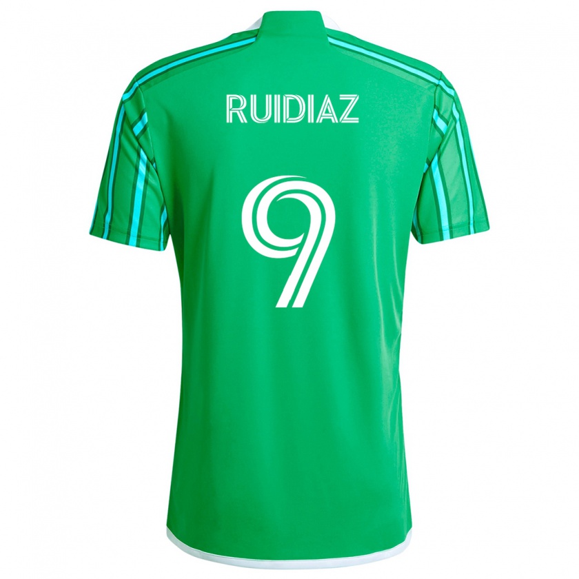 Kandiny Bambino Maglia Raúl Ruidíaz #9 Verde Bianco Kit Gara Home 2024/25 Maglietta