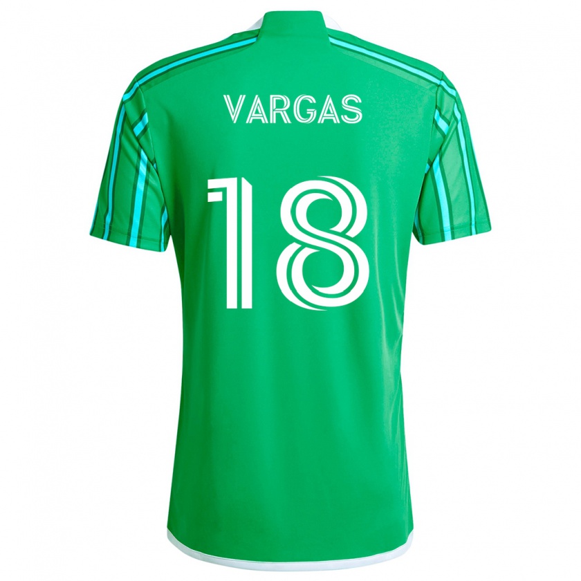 Kandiny Niño Camiseta Obed Vargas #18 Verde Blanco 1ª Equipación 2024/25 La Camisa