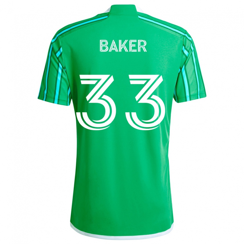 Kandiny Niño Camiseta Cody Baker #33 Verde Blanco 1ª Equipación 2024/25 La Camisa