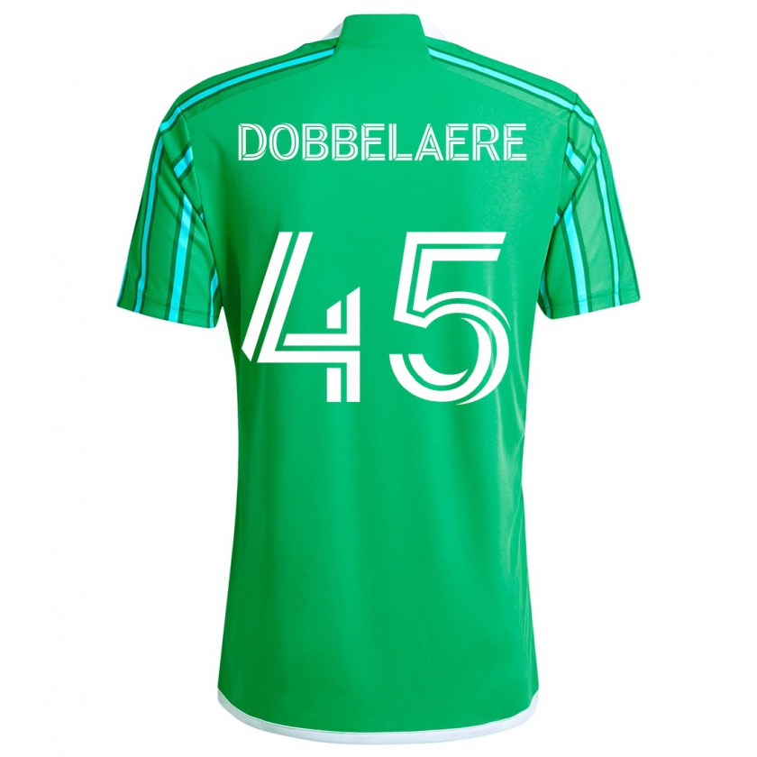 Kandiny Niño Camiseta Ethan Dobbelaere #45 Verde Blanco 1ª Equipación 2024/25 La Camisa