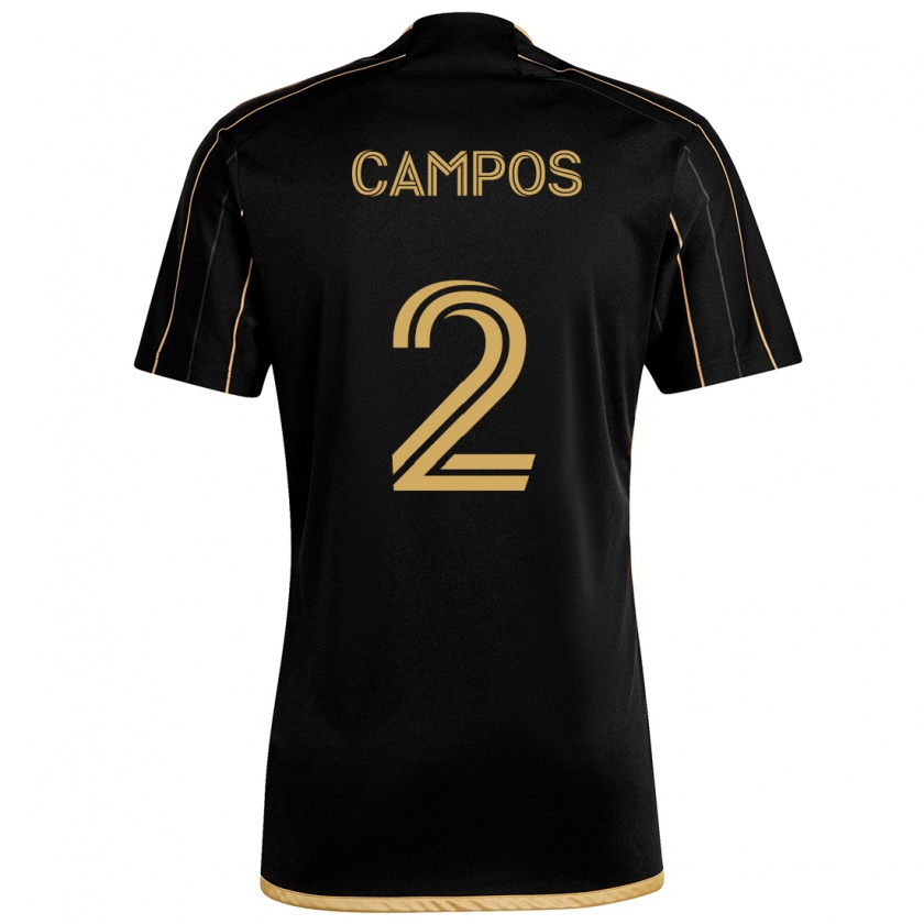 Kandiny Kinderen Omar Campos #2 Zwart Goud Thuisshirt Thuistenue 2024/25 T-Shirt