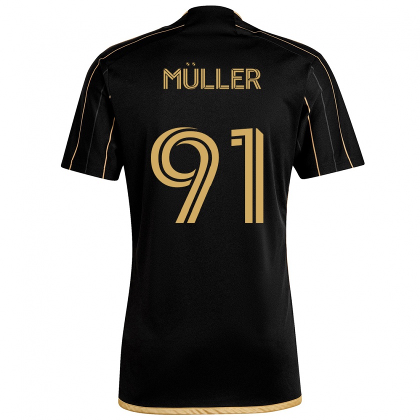 Kandiny Niño Camiseta Luis Müller #91 Oro Negro 1ª Equipación 2024/25 La Camisa México