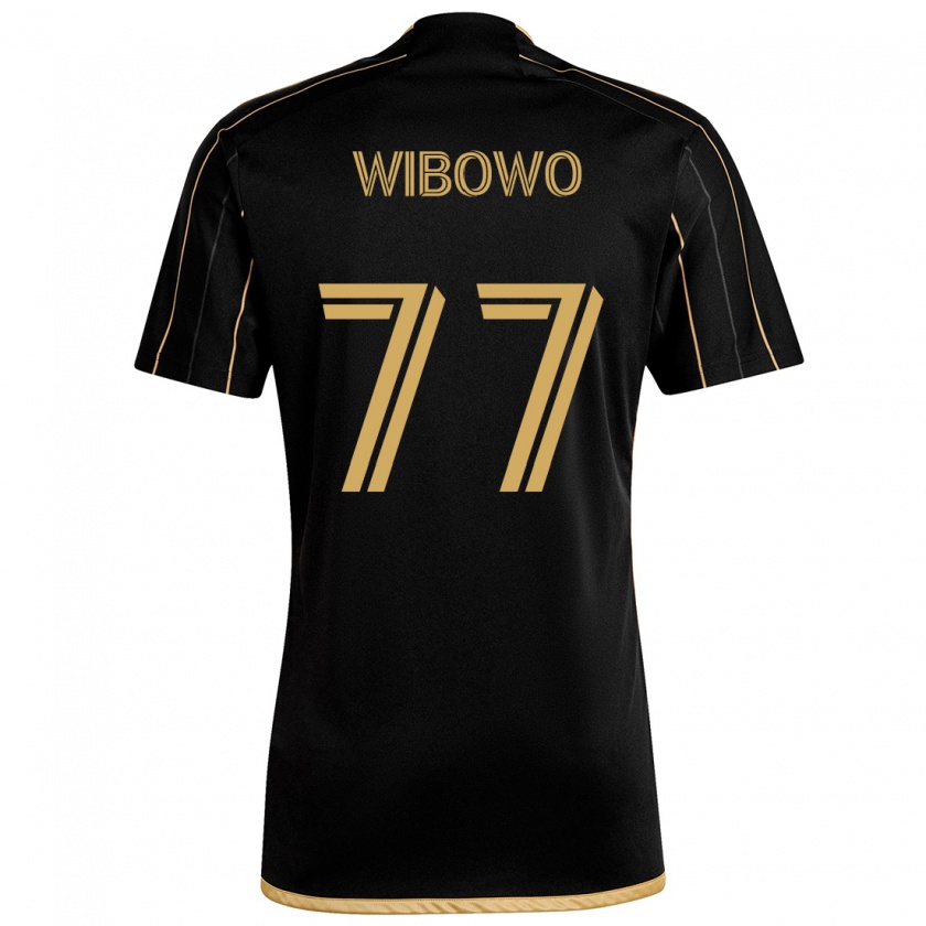 Kandiny Kinderen Adrian Wibowo #77 Zwart Goud Thuisshirt Thuistenue 2024/25 T-Shirt België