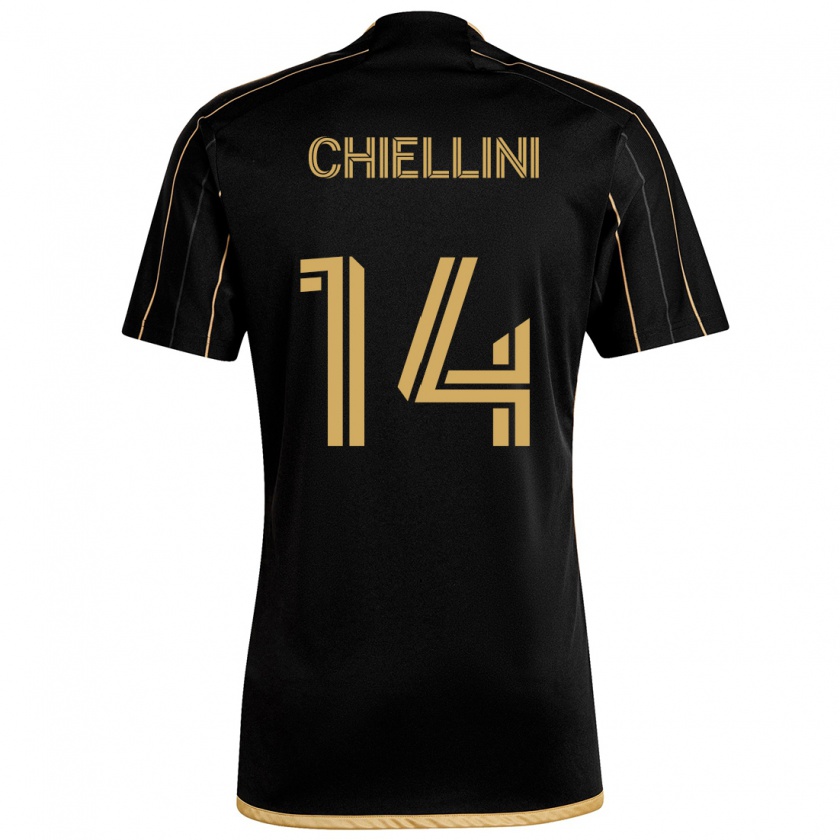 Kandiny Kinderen Giorgio Chiellini #14 Zwart Goud Thuisshirt Thuistenue 2024/25 T-Shirt