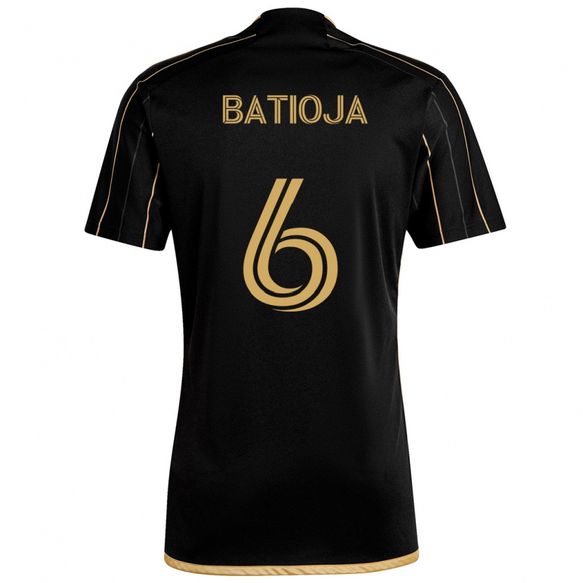 Kandiny Kinderen Jeremy Batioja #6 Zwart Goud Thuisshirt Thuistenue 2024/25 T-Shirt België