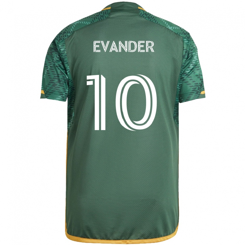 Kandiny Niño Camiseta Evander #10 Verde Naranja 1ª Equipación 2024/25 La Camisa