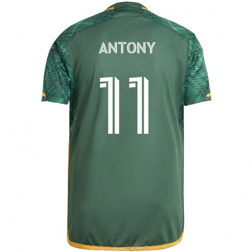 Kandiny Niño Camiseta Antony #11 Verde Naranja 1ª Equipación 2024/25 La Camisa