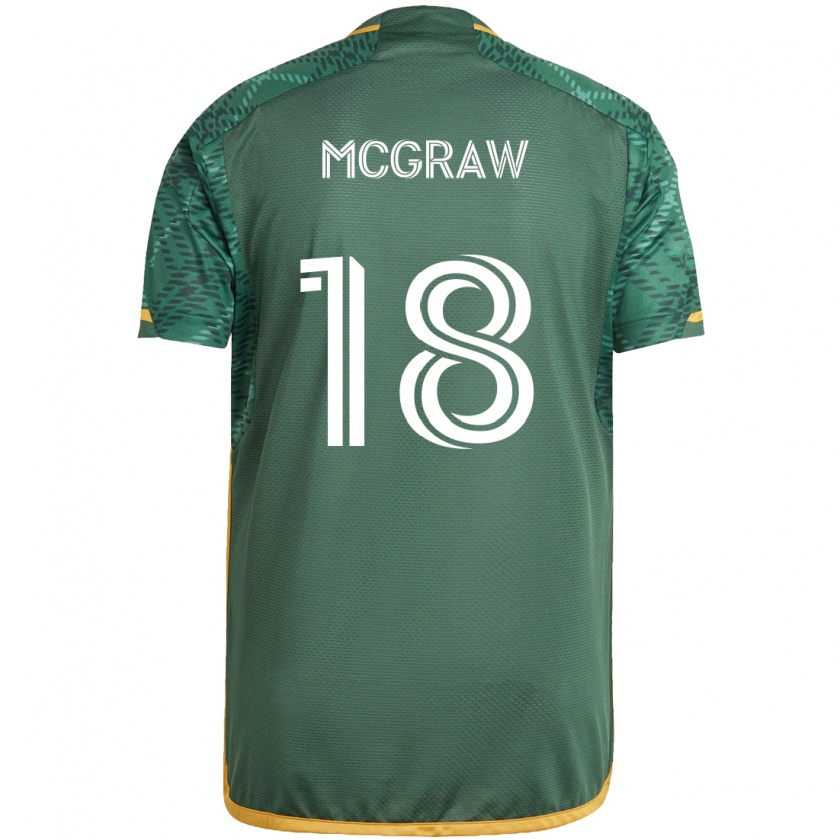 Kandiny Niño Camiseta Zac Mcgraw #18 Verde Naranja 1ª Equipación 2024/25 La Camisa México