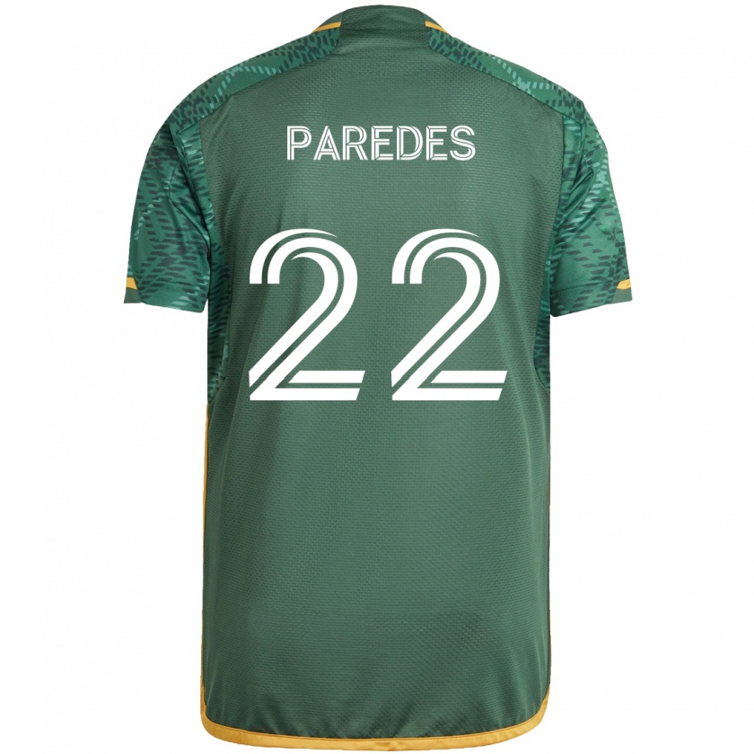 Kandiny Niño Camiseta Cristhian Paredes #22 Verde Naranja 1ª Equipación 2024/25 La Camisa México