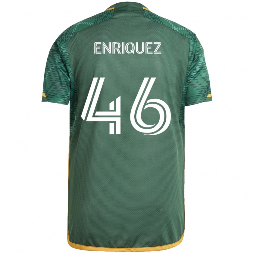 Kandiny Niño Camiseta Adolfo Enriquez #46 Verde Naranja 1ª Equipación 2024/25 La Camisa México