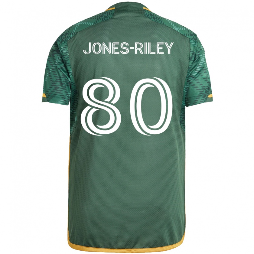 Kandiny Niño Camiseta Jaden Jones-Riley #80 Verde Naranja 1ª Equipación 2024/25 La Camisa