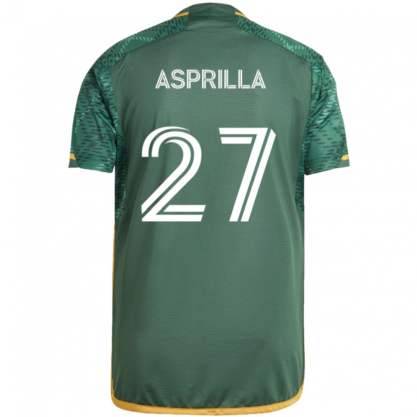 Kandiny Niño Camiseta Dairon Asprilla #27 Verde Naranja 1ª Equipación 2024/25 La Camisa México