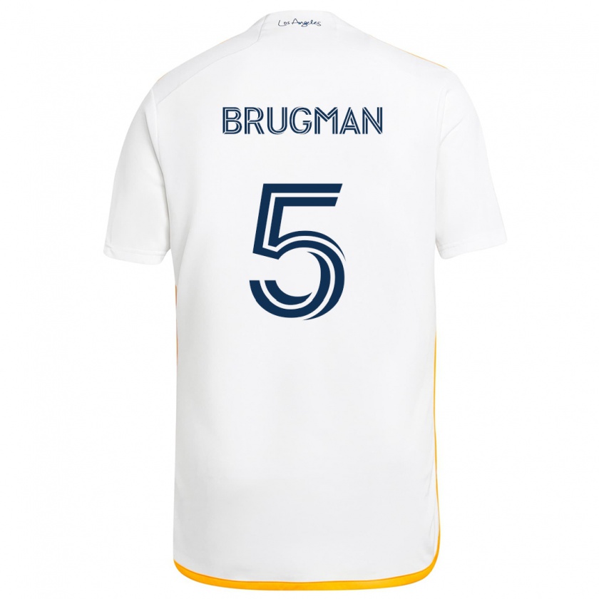 Kandiny Niño Camiseta Gastón Brugman #5 Blanco Amarillo 1ª Equipación 2024/25 La Camisa México