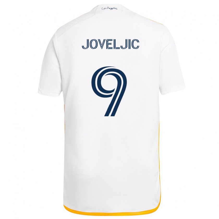 Kandiny Kinderen Dejan Joveljic #9 Wit Geel Thuisshirt Thuistenue 2024/25 T-Shirt België